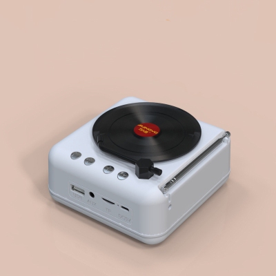 创意留声机蓝牙音箱 趣味可旋转唱片设计 员工生日礼品