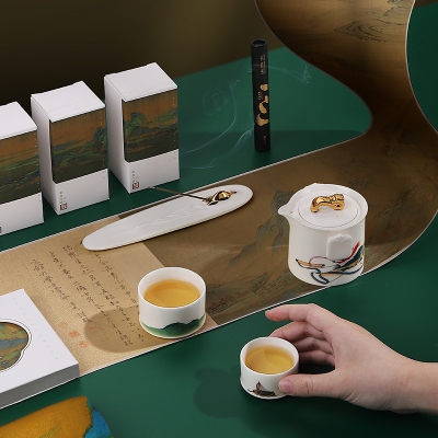 快客杯一壶两杯简约家用便携户外泡茶旅行茶具套装高档礼盒装送礼