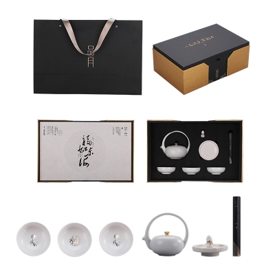 多马品月功夫茶具整套一壶三杯香器文创高档礼盒装领导中秋节礼物