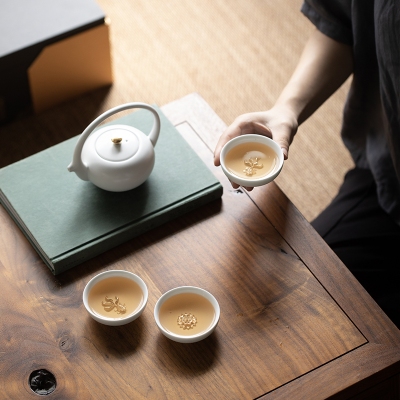 多马品月功夫茶具整套一壶三杯香器文创高档礼盒装领导中秋节礼物