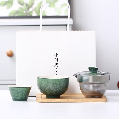 便携式旅行茶具快客杯小时光整套干泡户外旅游露营茶具手提 包礼盒
