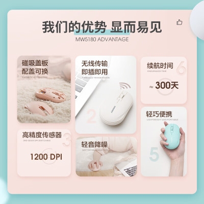 樱桃（CHERRY无线蓝牙鼠标 双模两用轻音便携办公鼠标