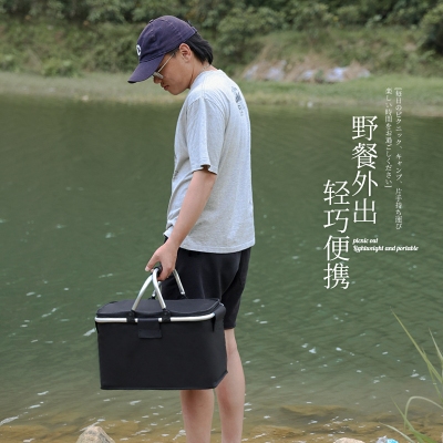 户外保温冰包野餐篮露营旅行保冷PVC野餐包折叠保温箱冰袋冰篮