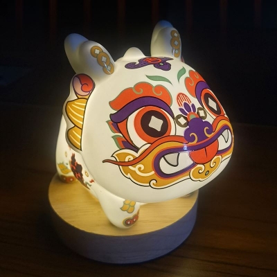 沏一杯茶【龍龍】拍拍灯摆件办公室摆件可爱龙年招财新年吉祥礼物