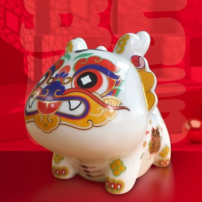 沏一杯茶【龍龍】拍拍灯摆件办公室摆件可爱龙年招财新年吉祥礼物