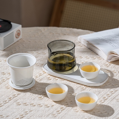 快客杯户外旅游陶瓷一壶三杯玻璃便携式旅行功夫茶具套装简约