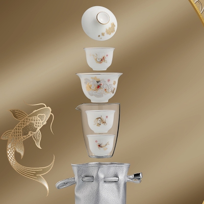 金鳞快客杯家用便携一壶三杯随身泡旅行茶具套装户外泡茶礼品