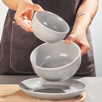 月白陶瓷餐具十件套